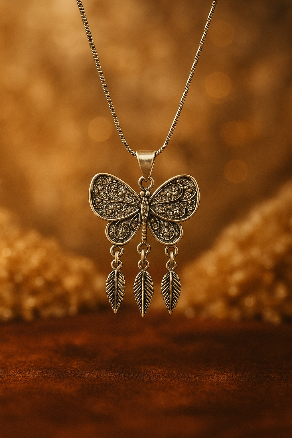 Silver Butterfly Dreamcatcher Necklace