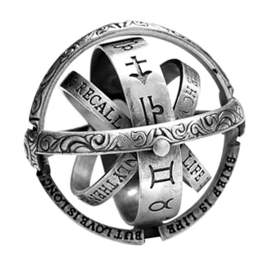 Silver Astronomical Ball Cosmic Ring