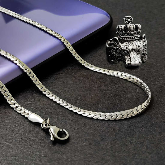 Silver chain with KGF LION  ring