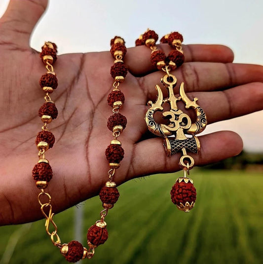 Om Trishool Rudraksha Mala