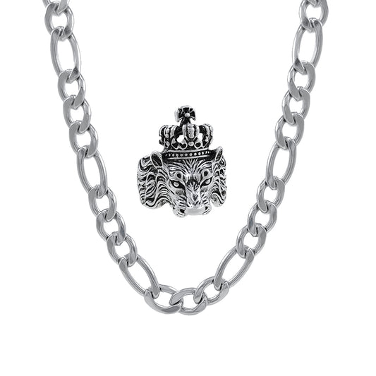 Silver chain with KGF LION ring