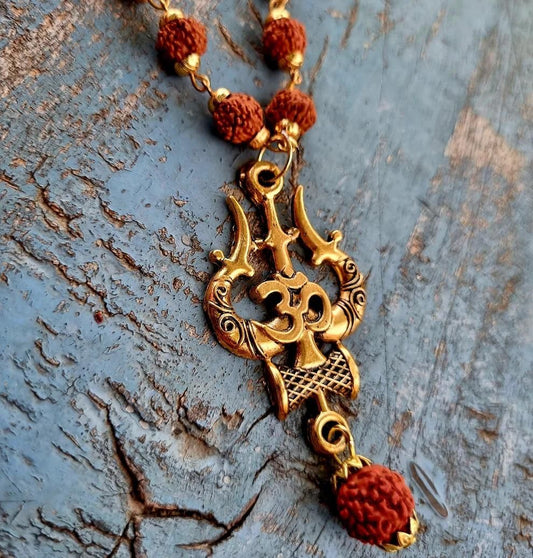 Om Trishool Rudraksha Mala