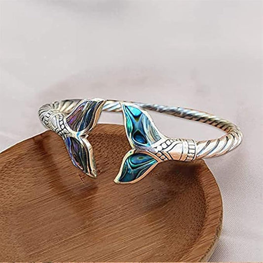 Abalone Stone Mermaid Tail Bangle