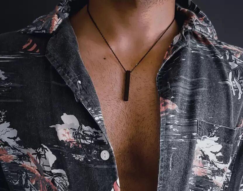 Black Bar Pendant with Ring