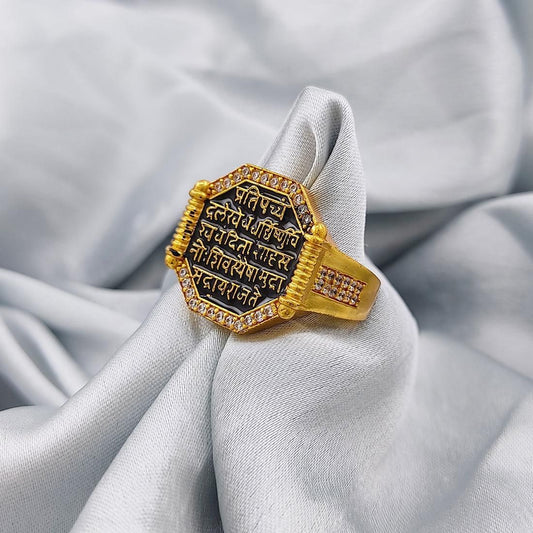 Golden & Black Raj Mudra Ring