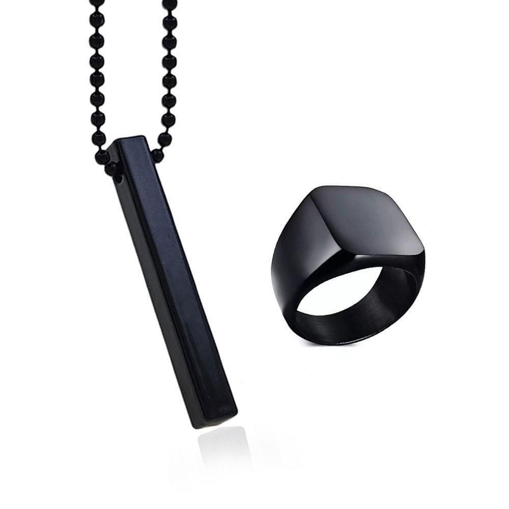 Black Bar Pendant with Ring