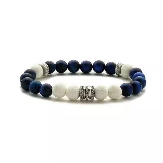 Lava Blue & White Stones Bracelet