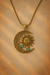 Golden Sun & Moon Turquoise Stone Necklace