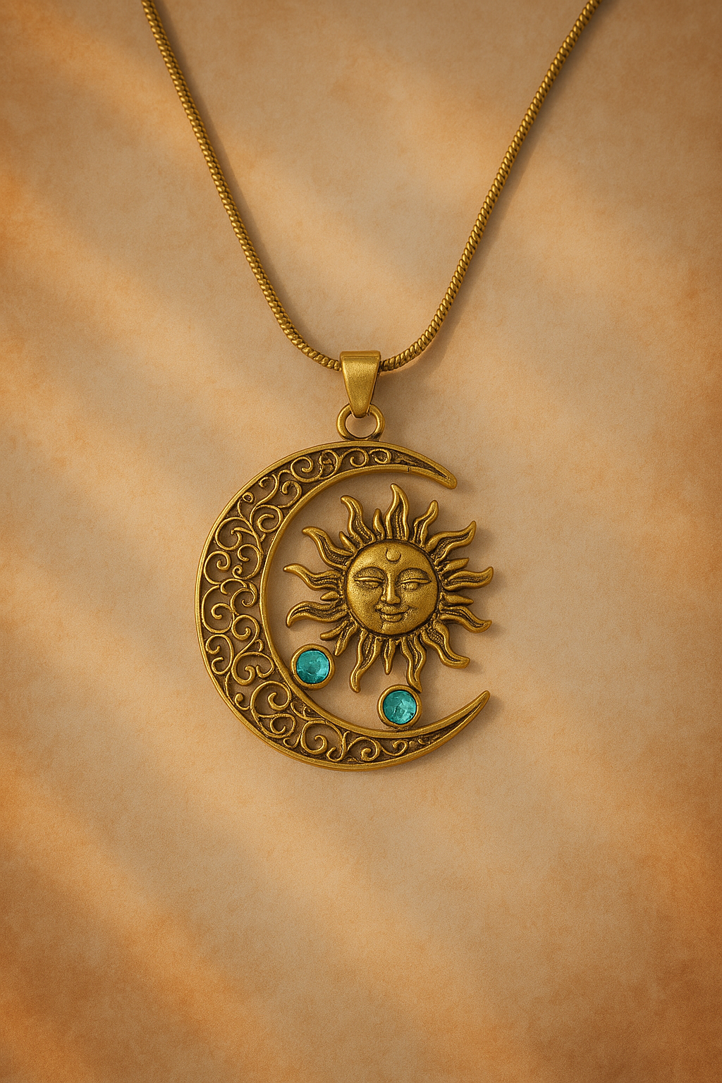 Silver Sun & Moon Stone Necklace